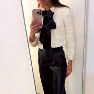 Elegant White Sequin Jacket